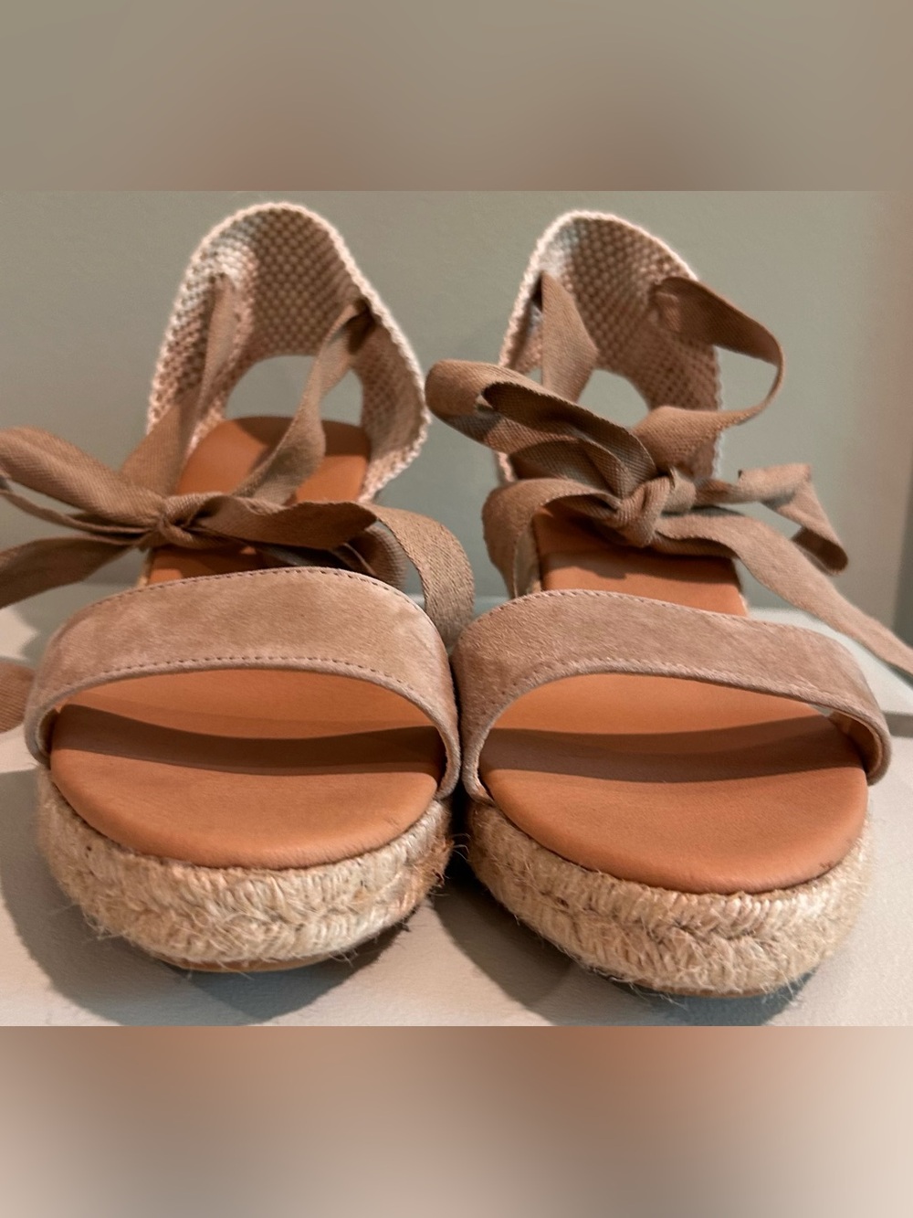 Maypol Women's Lace-Up Espadrille Wedge Sandals — Tan - Picture 3 of 9